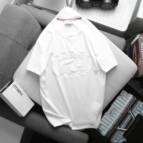 LACOSTE MEN'S TONE-ON-TONE BRANDED COTTON T-SHIRT